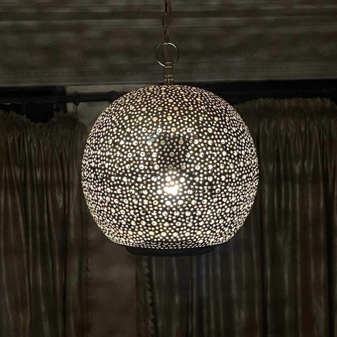 Moroccan Brass Pendant Light – Handmade Pierced Lamp (PL 1074)